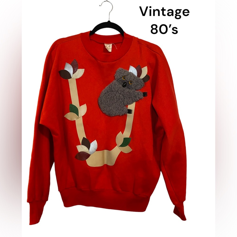 VINTAGE 80’s Unique Red Koala Sweatshirt Australia Large
